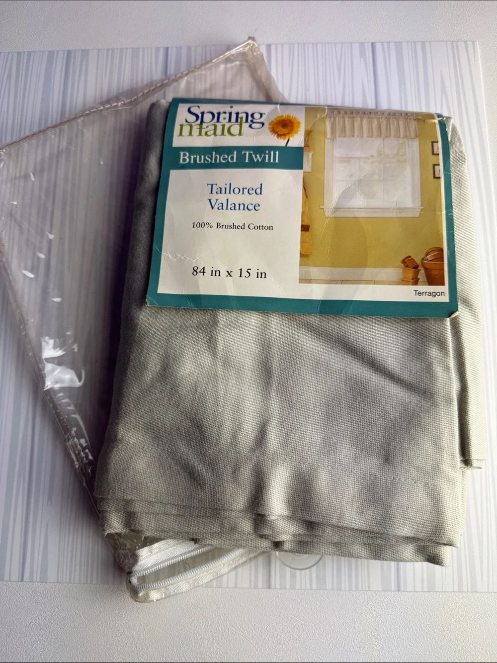 Vintage Springmaid Brushed Twill Drapes Valance Tarragon Curtains 84x15